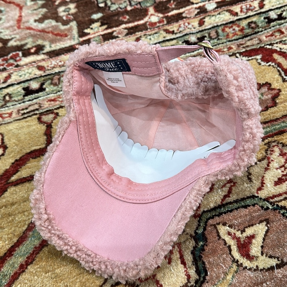 Pink and White Fuzzy Baseball Hat 
“Stay Cozy” - Picture 9 of 10